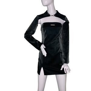 Look Sky NWT  Faux Leather Mini Dress Sz M Two piece Bolero Vest …
